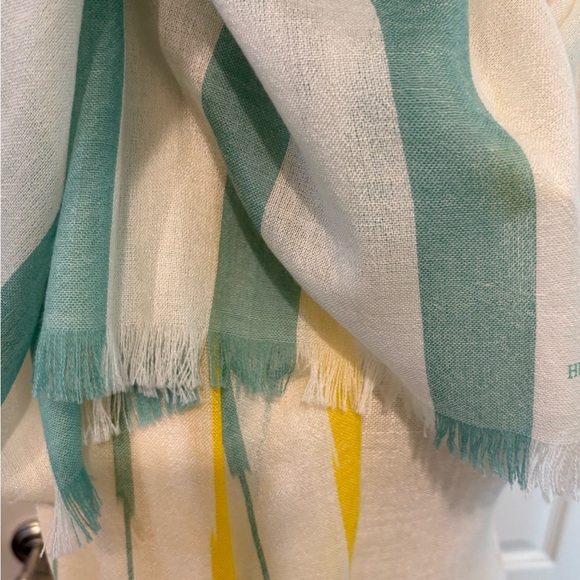 NWT Hermes Yellow and Green  cashmere bamboo striped Scarf - Picture 5 of 9